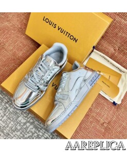 Replica Louis Vuitton LV Trainer Sneakers In Metallic Canvas 2