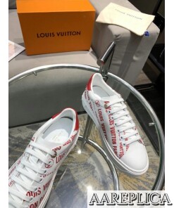 Replica Louis Vuitton Time Out Sneakers In Red Printed Leather 2