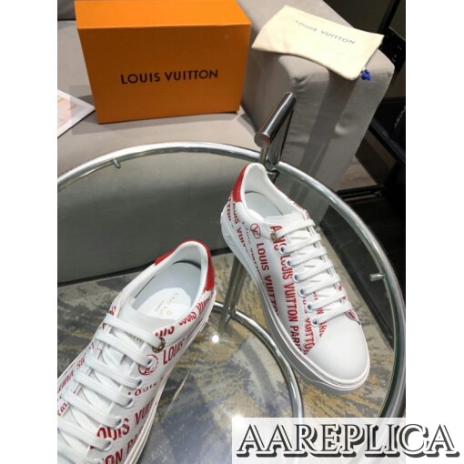 Replica Louis Vuitton Time Out Sneakers In Red Printed Leather 2