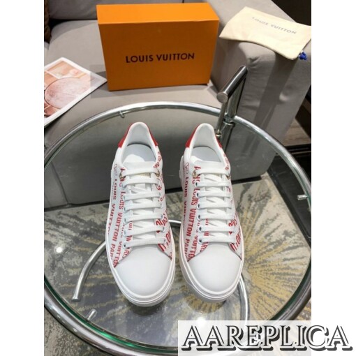 Replica Louis Vuitton Time Out Sneakers In Red Printed Leather 4