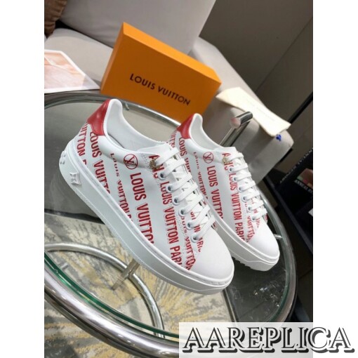 Replica Louis Vuitton Time Out Sneakers In Red Printed Leather 5