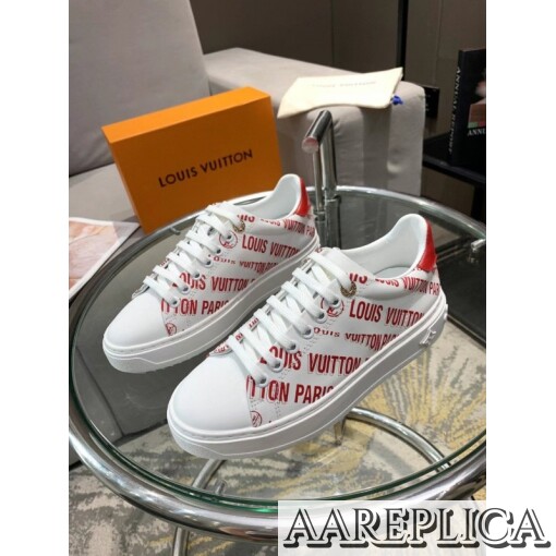 Replica Louis Vuitton Time Out Sneakers In Red Printed Leather 8