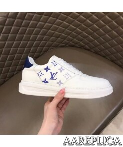 Replica Louis Vuitton White/Blue Beverly Hills Sneakers 2