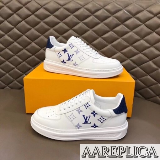 Replica Louis Vuitton White/Blue Beverly Hills Sneakers 3
