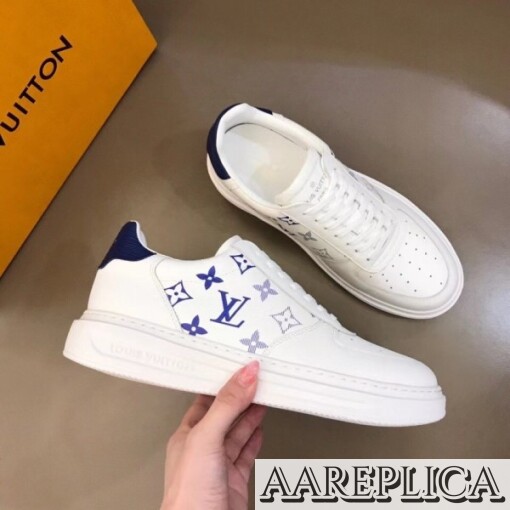Replica Louis Vuitton White/Blue Beverly Hills Sneakers 6