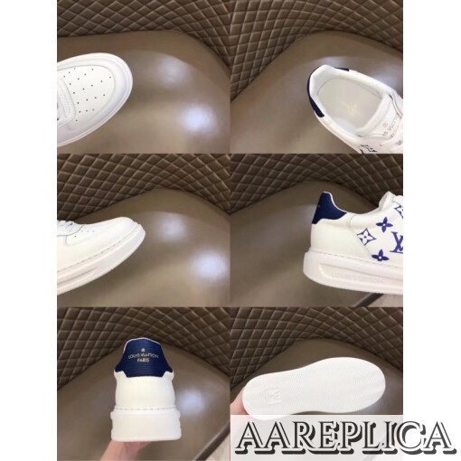 Replica Louis Vuitton White/Blue Beverly Hills Sneakers 7