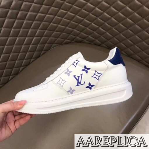 Replica Louis Vuitton White/Blue Beverly Hills Sneakers 8