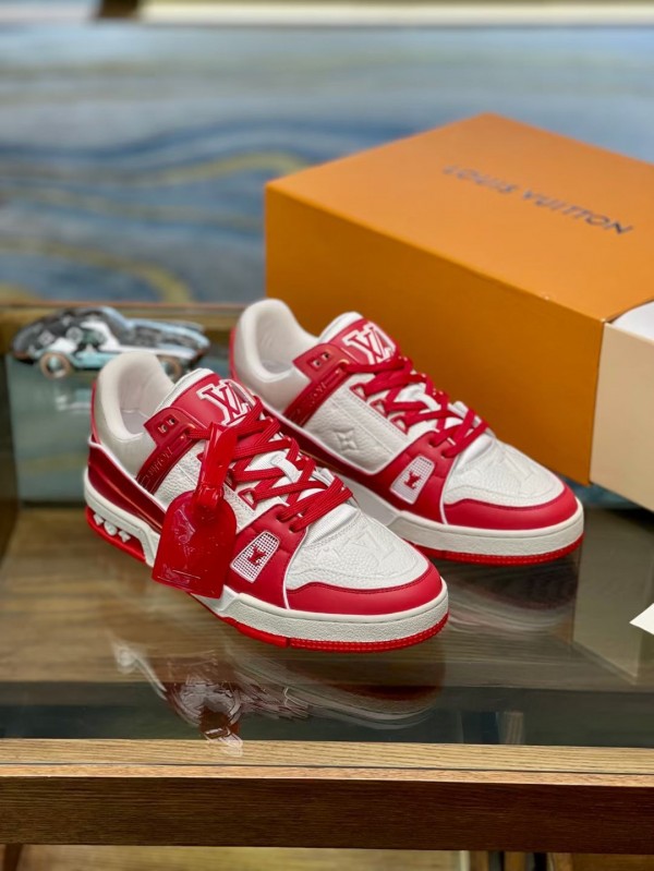 Louis Vuitton - Authenticated LV Trainer Trainer - Leather Red Polkadot for Men, Never Worn, with Tag
