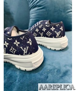 Replica Louis Vuitton LV Squad Sneakers In Blue Monogram Denim 2