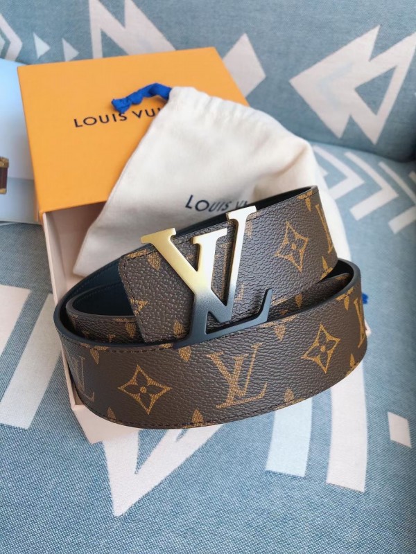 Shop Louis Vuitton Plain Leather Logo Belts (Reverso 40MM