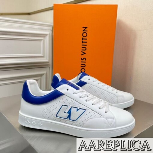 Replica Louis Vuitton Luxembourg Sneakers with Blue Leather Heel 2