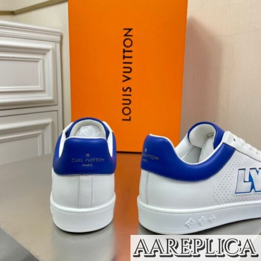 Replica Louis Vuitton Luxembourg Sneakers with Blue Leather Heel 6