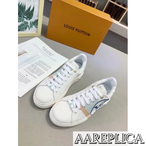Replica Louis Vuitton White/Blue Time Out Sneakers 3