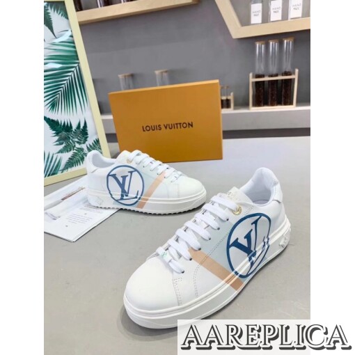 Replica Louis Vuitton White/Blue Time Out Sneakers 7