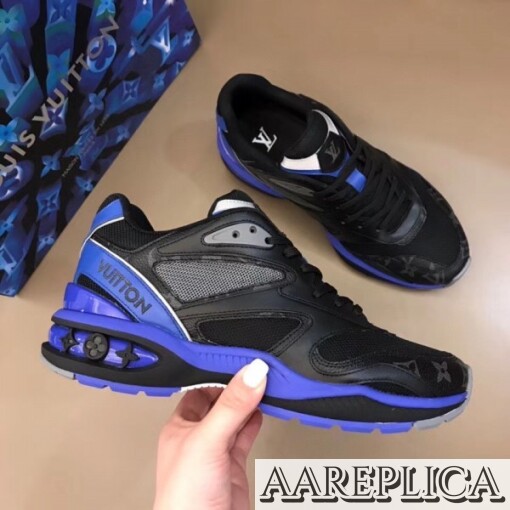 Replica Louis Vuitton Blue/Black LV Trail Sneakers 2