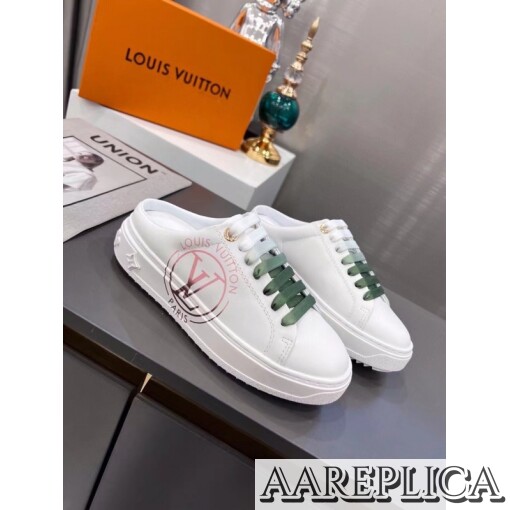 Replica Louis Vuitton Time Out Open Back Sneakers Green 2