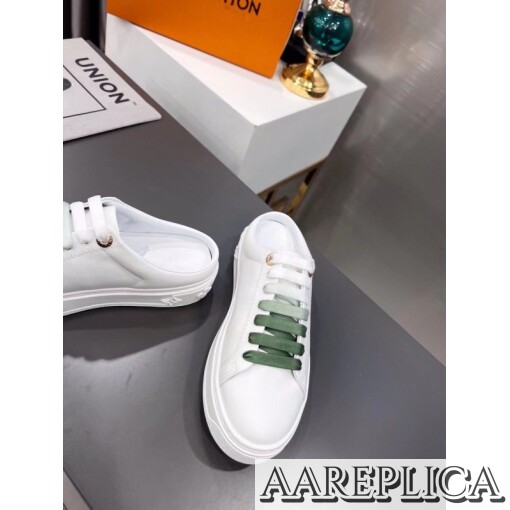 Replica Louis Vuitton Time Out Open Back Sneakers Green 3