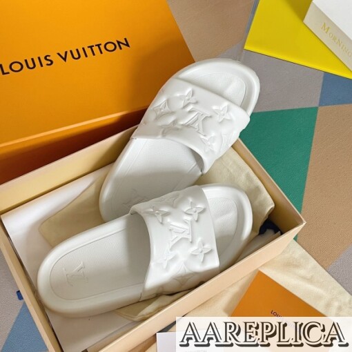 Replica Louis Vuitton Waterfront Mules In White Monogram Rubber 8