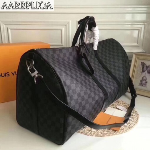 Replica Louis Vuitton Keepall Bandouli??re 55 Damier Graphite N41413 3