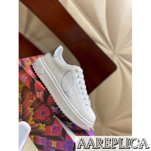 Replica Louis Vuitton White/Silver Time Out Sneakers 5