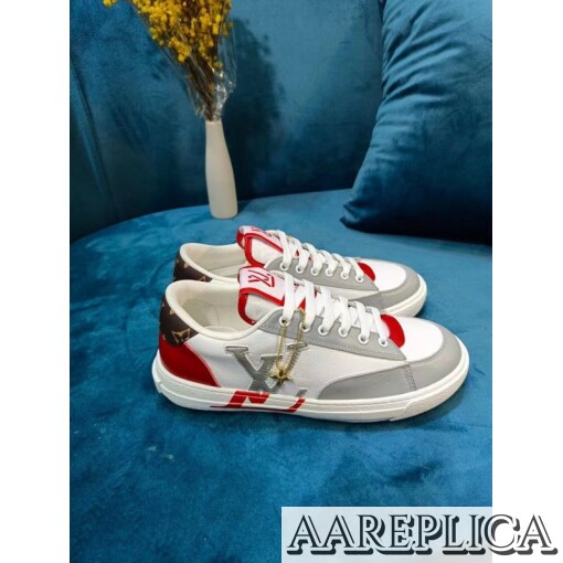 Replica Louis Vuitton Charlie Sneakers In White Leather With Red Detail 5