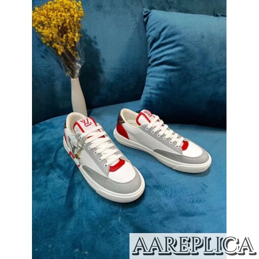 Replica Louis Vuitton Charlie Sneakers In White Leather With Red Detail 6