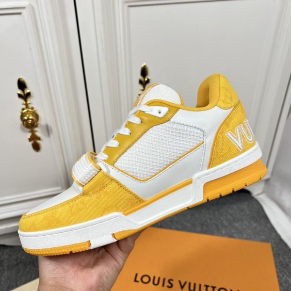 Replica Louis Vuitton LV Trainer Sneakers In Green Denim with