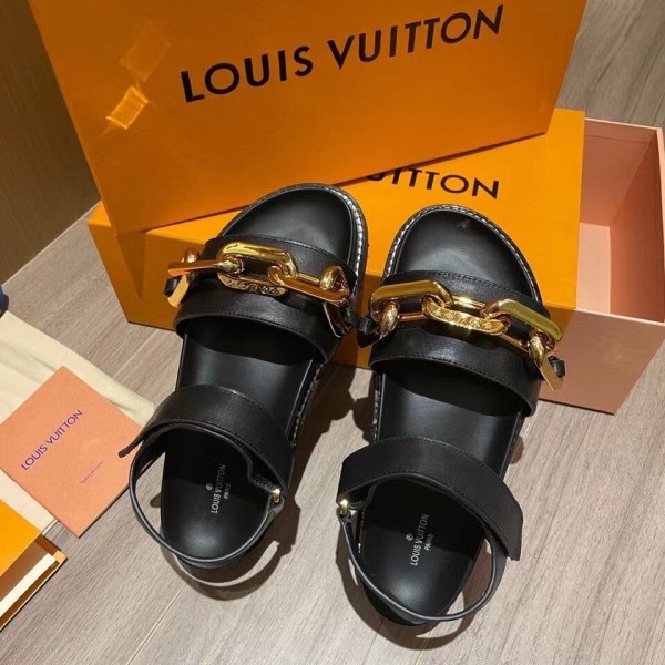 Replica Louis Vuitton Black Paseo Flat Comfort Sandals for Sale