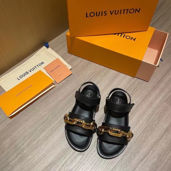 Replica Louis Vuitton Black Paseo Flat Comfort Sandals for Sale