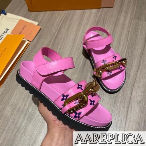 Replica Louis Vuitton Pink Paseo Flat Comfort Sandals 3