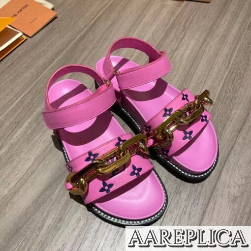 Replica Louis Vuitton Pink Paseo Flat Comfort Sandals 4