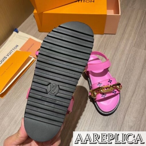 Replica Louis Vuitton Pink Paseo Flat Comfort Sandals 5