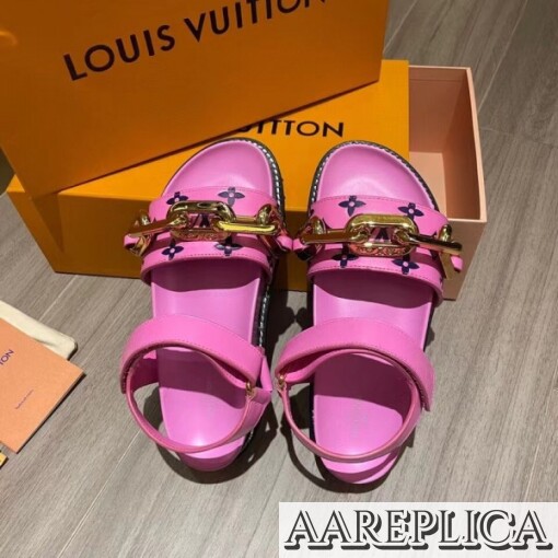 Replica Louis Vuitton Pink Paseo Flat Comfort Sandals 6