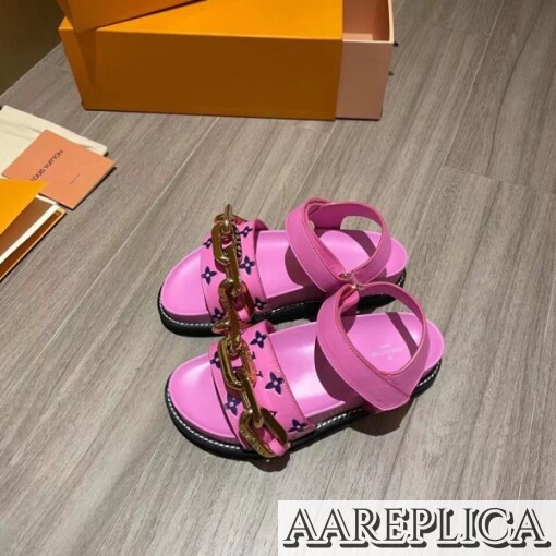 Replica Louis Vuitton Pink Paseo Flat Comfort Sandals 7