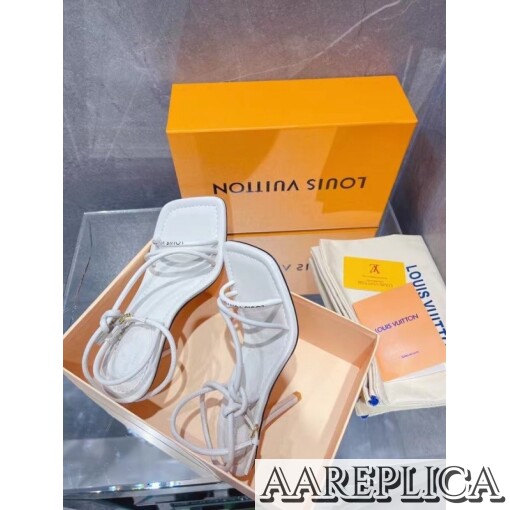 Replica Louis Vuitton Nova 90MM Sandals In White Lambskin 2