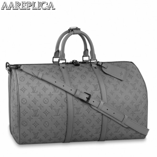 Replica Louis Vuitton Keepall Bandouliere 50B Bag Monogram Shadow M46117 7