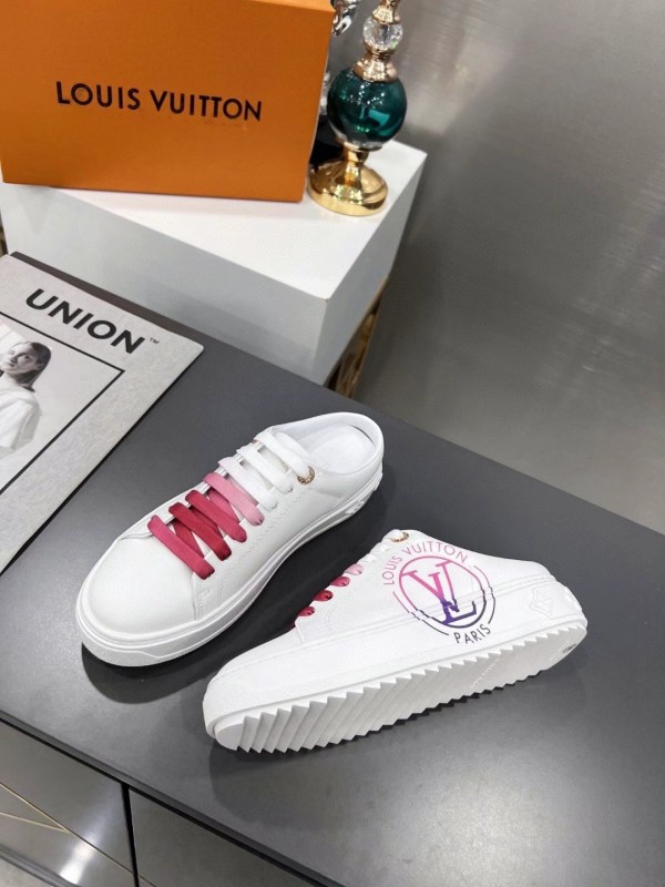 Replica Louis Vuitton Time Out Sneakers with Pink Signature Back