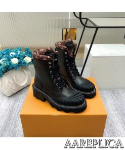 Replica Louis Vuitton LV Beaubourg Ankle Boots In Black Leather 2