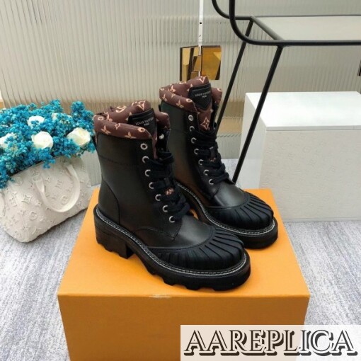 Replica Louis Vuitton LV Beaubourg Ankle Boots In Black Leather 2