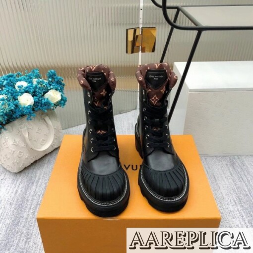 Replica Louis Vuitton LV Beaubourg Ankle Boots In Black Leather 8
