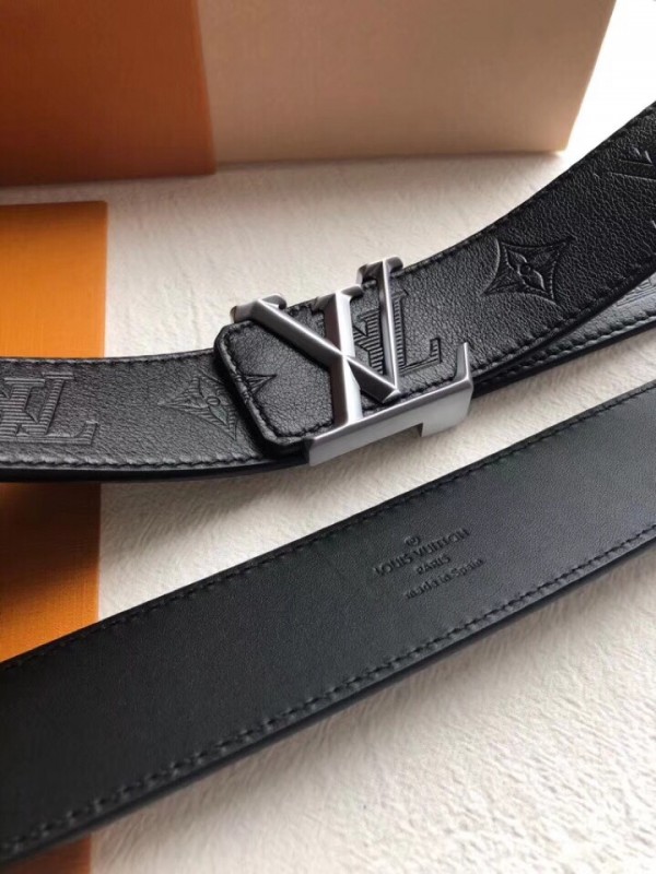 Louis Vuitton LV Shape Belt Embroidered 40MM Grey in Leather with