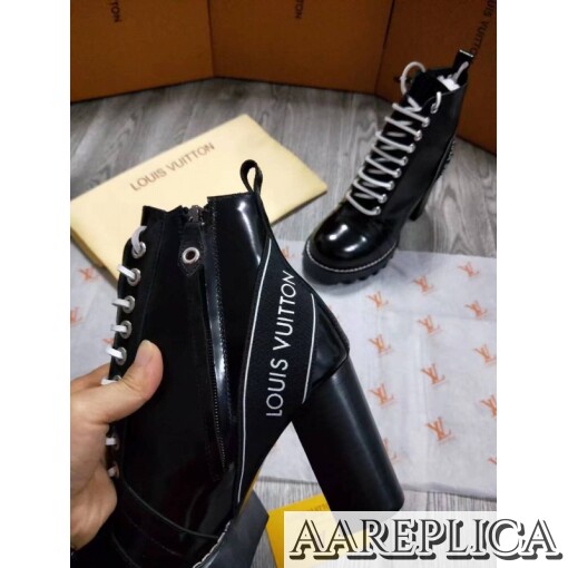 Replica Louis Vuitton Black Leather Star Trail Ankle Boot 5