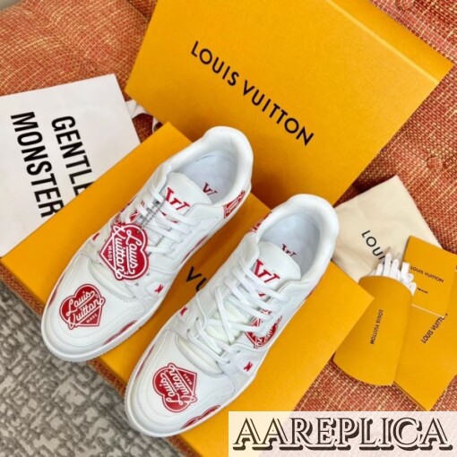Replica Louis Vuitton LV Trainer Sneakers with Red Heart Logo 3