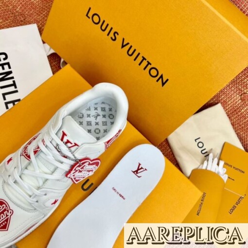 Replica Louis Vuitton LV Trainer Sneakers with Red Heart Logo 5