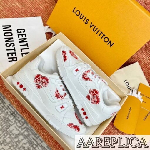 Replica Louis Vuitton LV Trainer Sneakers with Red Heart Logo 6