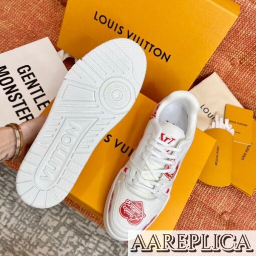 Replica Louis Vuitton LV Trainer Sneakers with Red Heart Logo 7