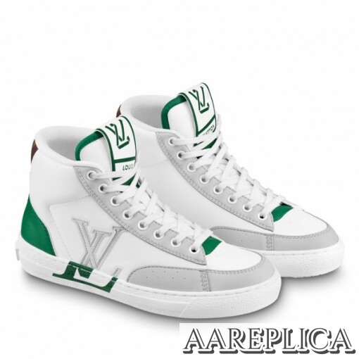 Replica Louis Vuitton White Charlie Sneaker Boots With Vert Detail 2