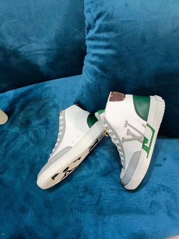 Replica Louis Vuitton White Charlie Sneaker Boots With Vert Detail for Sale