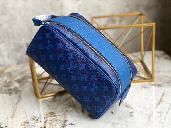 Louis Vuitton Dopp Kit Toilet Pouch Cobalt Blue in Monogram Coated