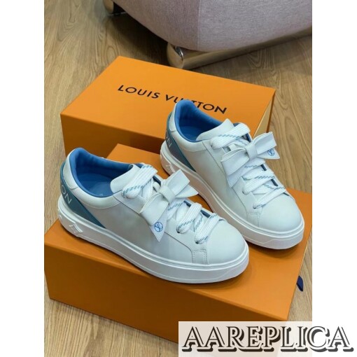 Replica Louis Vuitton Time Out Sneakers with Blue Signature Back 6